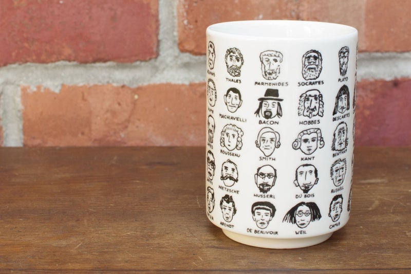 The Unemployed Philosophers Guild It's Hard to Get a Handle on Philosophy - Porcelain Handleless Tea Cup Featuring 60 Illustrated Portraits of Western Philosophers, Comes in Fun Box, 9 oz. - Image 2